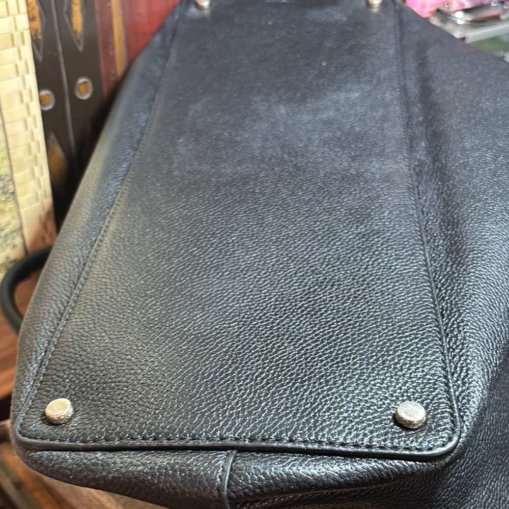 Kate Spade Leather Tote Bag Black w Cream Padded Center Zip wWristlet and Wallet - Picture 12 of 17
